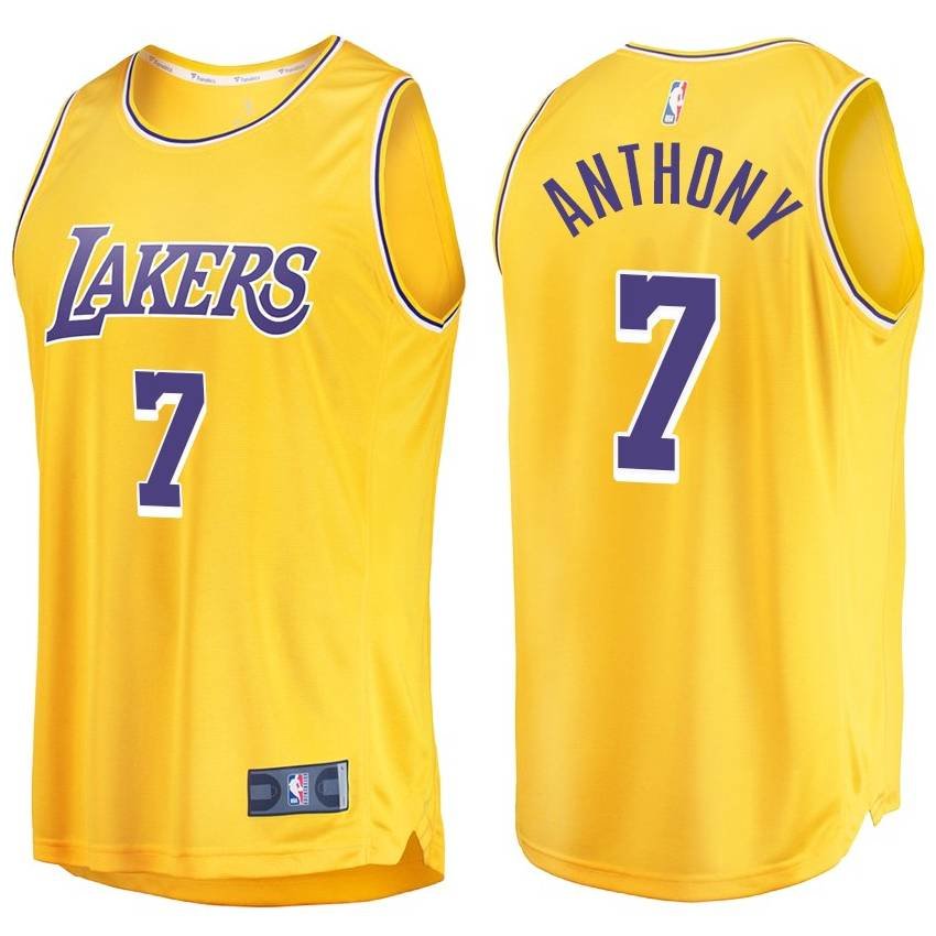 Баскетбольная майка NBA Лос-Анджелес Лейкерс №7 Кармело Энтони желтая swingman фото 1 &mdash; FormaBasket