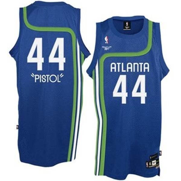 Баскетбольная майка NBA Атланта Хоукс № 44 Пит Маравич синяя swingman РЕТРО фото 1 &mdash; FormaBasket