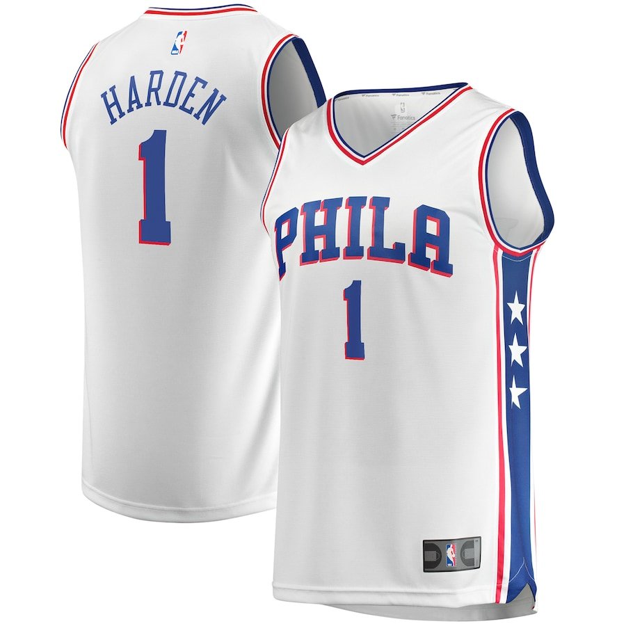 Баскетбольная майка NBA Филадельфия 76 №1 Джеймс Харден белая swingman 2023 фото 1 &mdash; FormaBasket