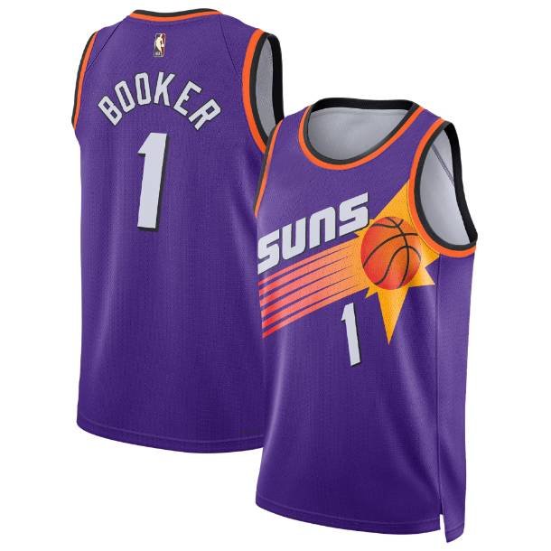 Баскетбольная майка NBA Финикс Санс №1 Дэвин Букер фиолетовая swingman фото 1 &mdash; FormaBasket