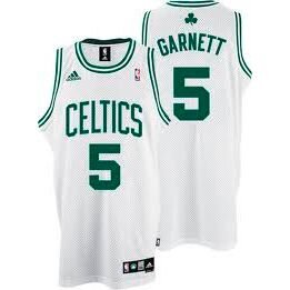 Баскетбольная майка NBA Бостон Селтикс № 5 Кевин Гарнетт белая AUTHENTIC фото 1 &mdash; FormaBasket